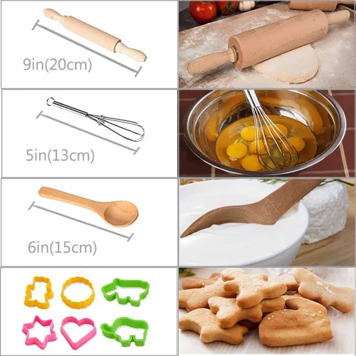 Miniatura 3 de HmiL-U Juego de chef para niños, 13 piezas, juegos de cocina y horneado para niños, incluye delantal, sombrero, utensilios, guante de cocina