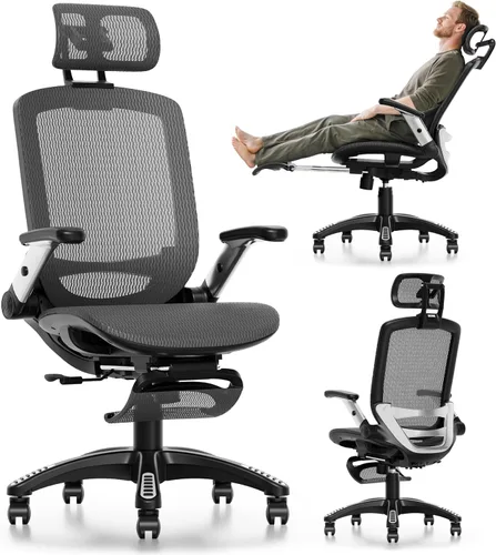 Miniatura 10 de GABRYLLY Silla de Oficina Ergonómica, Silla de Escritorio de Respaldo Alto para el Hogar con Reposacabezas, Brazos Abatibles, Bloqueo de Inclinación