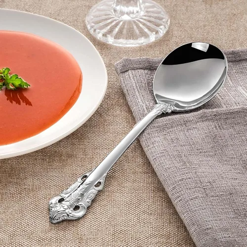 Miniatura 2 de KEAWELL Juego de 4 cucharas redondas para sopa, acero inoxidable 18/10, cuchara de caldo de lujo, apta para lavavajillas, pulido fino espejo