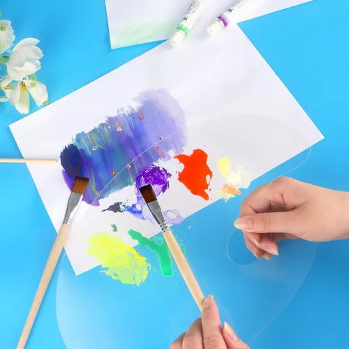 Miniatura 7 de Tamaki Paquete de 2 paletas de pintura acrílica de 9.8 x 5.9 pulgadas con bandeja de pintura transparente, paleta de pintura fácil de limpiar