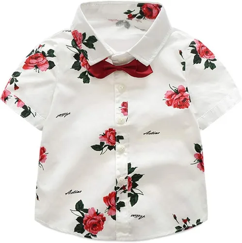 Miniatura 3 de Conjunto de camisa de manga corta con botones y pantalones cortos para bebé y niño, con estampado de verano