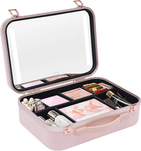 Miniatura 8 de Estuche de tren de maquillaje, organizador portátil de cosméticos de maquillaje de belleza, Negro2, Portátil