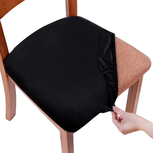 Miniatura 28 de Smiry - Fundas de asiento de terciopelo para sillas de comedor, juego de 4, ajuste elástico, extraíbles, lavables, protectores de cojín de asiento
