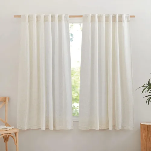 Miniatura 75 de NICETOWN Cortinas de lino semitraslúcidas para dormitorio, bolsillos para barra y pestaña trasera, tratamientos de ventana transparentes de lino