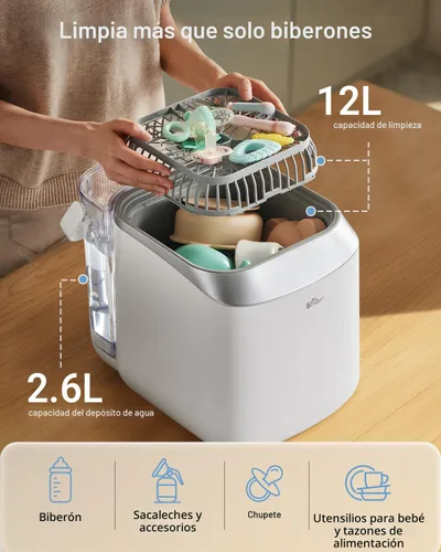 Miniatura 5 de Lavadora de Biberones Bear Pro, Lavadora y Esterilizador y Secador de Biberones - Todo en una Máquina para Biberones, Piezas de Bomba y Artículos