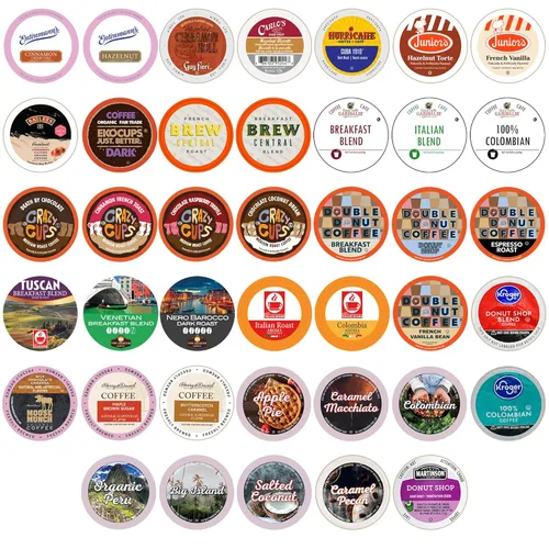 Muestra de variedad de café, incluye cápsulas de café tostado oscuro, tostado medio y saborizado para máquinas Keurig K Cup, juego de regalo