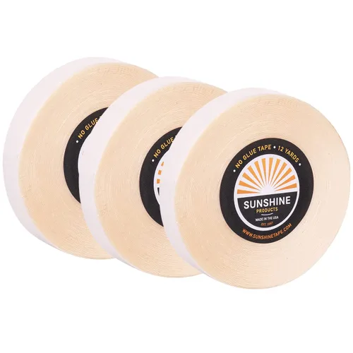Miniatura 17 de Sunshine Tape Rollo de cinta adhesiva para peluca sin pegamento 1 pulgada x 3 yardas Doble cara, grado médico Cinta de tupé y peluca