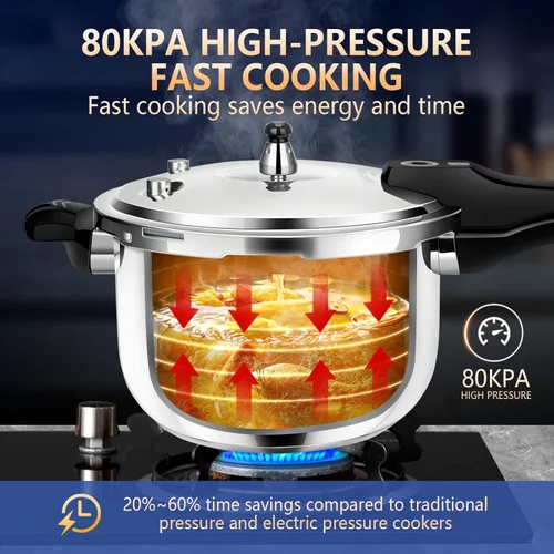Miniatura 7 de Olla a presión de acero inoxidable de 6.34 cuartos de galón, grado comercial resistente, cocción rápida, multiusos, compatible con inducción y gas