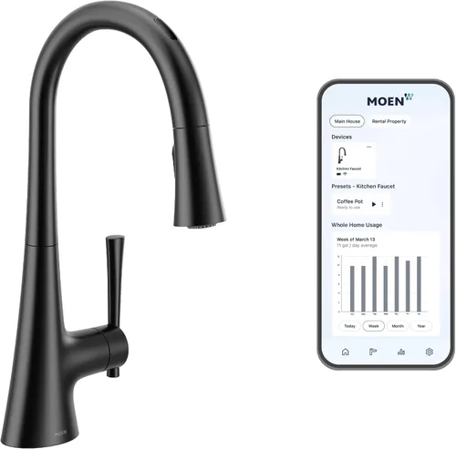 Miniatura 17 de Moen Kurv Spot Resist Stainless Collection 9126SRS - Grifo de cocina desplegable de una manija con refuerzo de potencia y reflejo Acero inoxidable