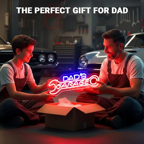 Miniatura 6 de Dad’s Garage Neon Sign, LED Garages Wall Decor for Man Cave Workshop, Gifts for Husband Dad Father Men, Red Blue