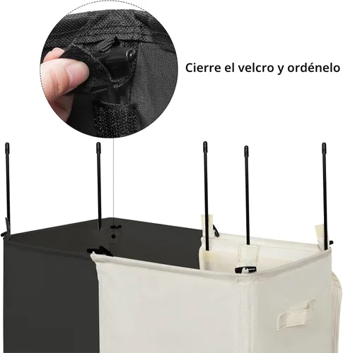 Miniatura 5 de WOWLIVE Cesta de lavandería doble con tapa y bolsas de lavandería extraíbles, cesta grande de lavandería de 154 litros, cesta de ropa sucia plegable