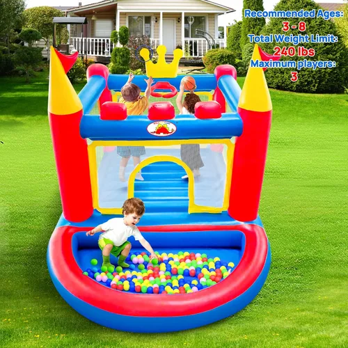 Miniatura 9 de WELLFUNTIME Casa inflable de rebote con soplador, gorila de PVC para niños de 3 a 8 años, casa de juegos inflable para interiores y exteriores