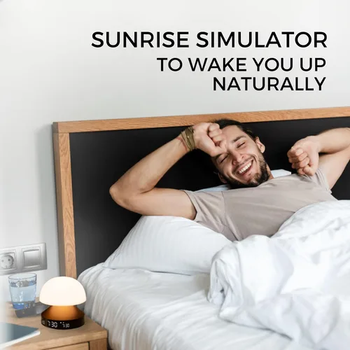 Miniatura 3 de Lexon Reloj despertador Mina Sunrise, luz de despertador y lámpara de puesta de sol para rutina de sueño, color rojo oscuro