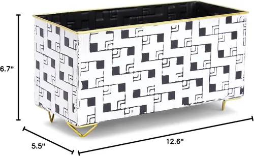 Miniatura 9 de Farmlyn Creek Maceta rectangular decorativa para hierbas y suculentas, decoración del hogar, cocina, baño, maceta de metal para mesa, balcones