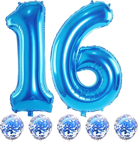 Miniatura 97 de Globos de oro rosa para cumpleaños número 16 para niñas, 40 pulgadas de gran tamaño, globos de lámina de mylar con el número 1 y 6, autoinflables