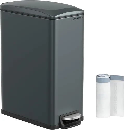 Miniatura 18 de SONGMICS Basurero de baño, 1.3 galones (5 L) pequeño con tapa, delgado para espacios pequeños, cubo de basura de acero inoxidable, cierre suave