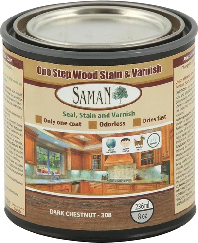 Miniatura 23 de SamaN Interior One Step Sellador, Tinte y Barniz para Madera – Tinte a Base de Aceite Sin Olor - Protección para Muebles y Madera Fina