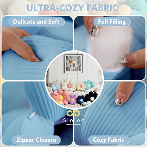 Miniatura 6 de Sioloc - Almohada en forma de flor - Cojín para las nalgas y cojín de asiento, bonita decoración de habitación y almohada de felpa para dormitorio