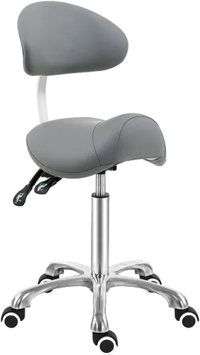 Miniatura 10 de Antlu Silla de Sillín con Respaldo Ergonómica Giratoria Asiento de Esteticista para Salón, Tienda de Tatuajes, Spa, Clínica Dental