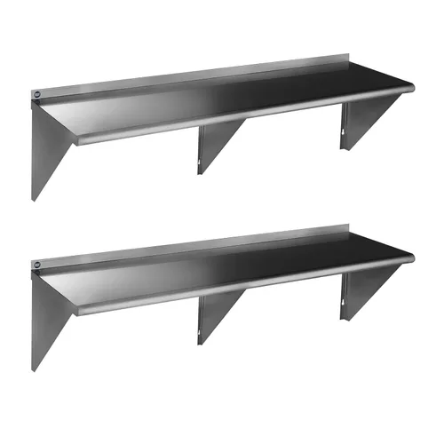 Miniatura 43 de ROCKPOINT Estante de acero inoxidable de 12 x 24 pulgadas, 250 libras, estantes comerciales de metal NSF para montaje en pared, estantería flotante