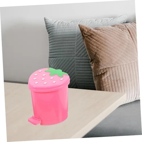 Miniatura 7 de Healeved Bote de basura de fresa, mini bote de basura para escritorio, baño, pequeño, para escritorio, automóvil, oficina, cocina, pequeño basurero