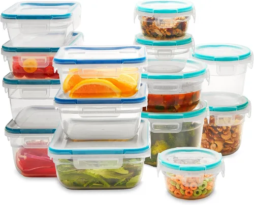 Miniatura 8 de Snapware Plastic Total Solution - Juego de 5 recipientes de almacenamiento de alimentos, tapas de plástico herméticas y a prueba de fugas, tapas