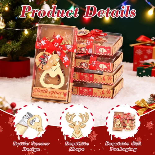Miniatura 3 de 24 abrebotellas de reno de Navidad para bodas, despedidas de soltera o baby shower, regalos para invitados, decoraciones de fiesta de Navidad