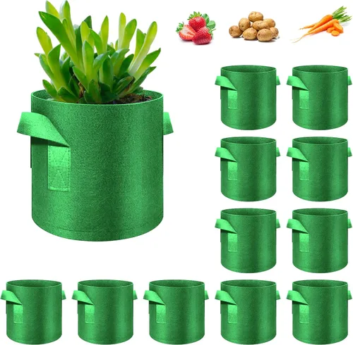 Miniatura 11 de Paquete de 12 bolsas de cultivo de plantas de 3 galones, macetas de tela no tejida gruesa con asas, bolsas para macetas de verduras, macetas de tela