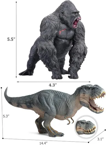 Miniatura 9 de Gemini&Genius Gorilla Toys Tyrannosaurus Rex Dinosaur World Toys Stand Up con mandíbula movible, figura de acción de gorila de regalo para niños