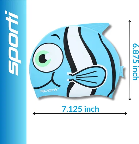 Miniatura 5 de Sporti Gorro de natación de silicona para niños, gorro de natación unisex para jóvenes, gorras de baño de protección para tus hijos, de 2 a 10 años