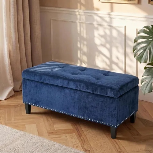 Miniatura 16 de Asense Banco otomano de almacenamiento, banco de almacenamiento de 18.8 x 40 x 18.5 pulgadas, reposapiés con patas, otomanas copetudas con bisagra