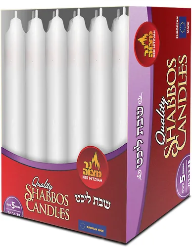 Miniatura 5 de Ner Mitzvah Velas blancas clásicas de Shabat, mesas de cena, restaurantes, ceremonias y emergencias, 5 horas de tiempo de combustión
