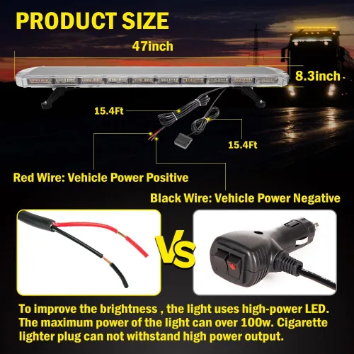Miniatura 6 de ASPL Barra de luz estroboscópica de techo de perfil bajo de 46 pulgadas con 220 LED, baliza de advertencia de emergencia, luz intermitente