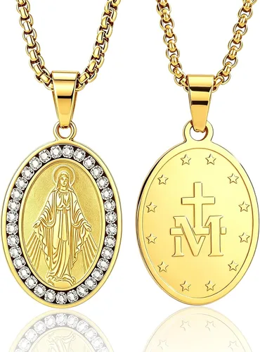 Miniatura 18 de Collar de patrón de santo, San Miguel/Virgen María/Rafael/Judá/Cristóbal/Benedicto/José/Patricio/Francisco/Florián/Tomás/Antonio, acero inoxidable