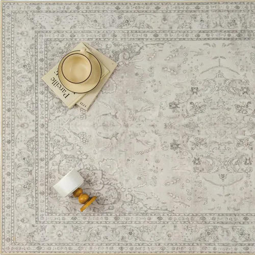 Miniatura 6 de PureCozy Alfombra de área beige de 2 x 3 pulgadas, lavable, vintage, pequeña, para entrada, cocina, suave, retro, floral, de pelo bajo, tapete