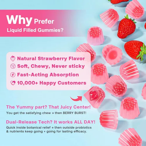 Miniatura 6 de Gomitas de equilibrio femenino para mujer, gomitas de equilibrio de pH prémium con probióticos para el equilibrio de la flora vaginal, suplemento