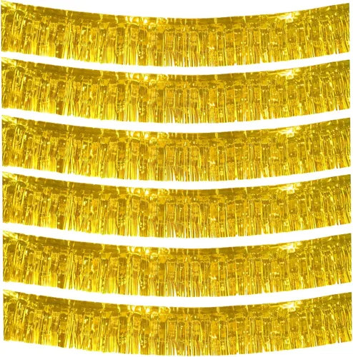 Miniatura 10 de 6 paquetes de 10 pies de guirnalda de flecos de aluminio con oropel, guirnalda de flecos de aluminio metálica para colgar en la pared, bandera