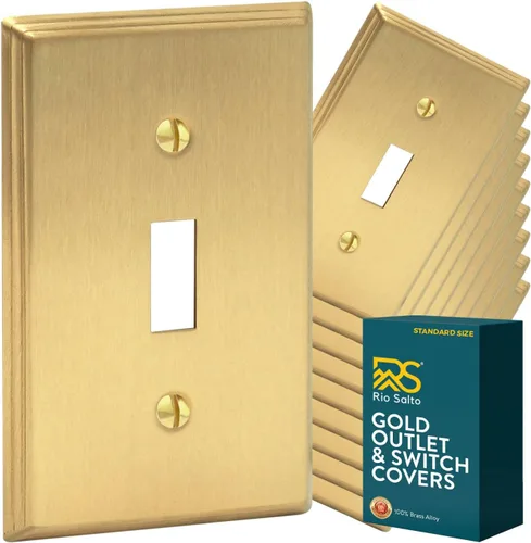 Miniatura 26 de Rio Salto BRASS - Placa de pared moderna de metal dorado para interruptor de luz o cubierta de enchufe, placa de pared para receptáculo individual