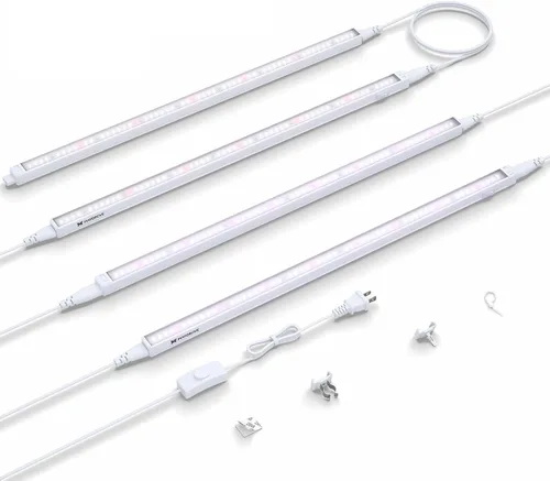 Miniatura 12 de Maygrove Luces de cultivo para plantas de interior, lámpara LED de crecimiento de espectro ajustable de 1 pie de 28 W (4 x 7 W), tira de luz de rojo