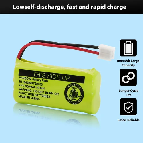 Miniatura 5 de BT18433/BT28433 2.4V 800mAh Ni-MH Batería inalámbrica para teléfono, también compatible con AT&T BT184342/BT284342 BT8300 BT1011 BT1018 BT1022
