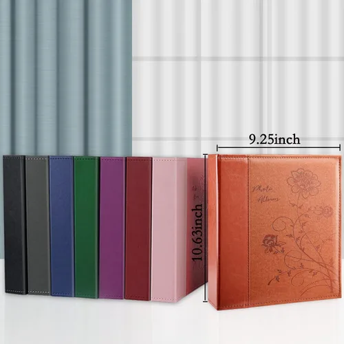 Miniatura 6 de Álbum de fotos de 8x10 pulgadas con bolsillos de páginas transparentes, cubierta de cuero, álbum de fotos deslizable para 100 fotos verticales