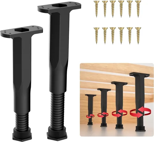 Miniatura 9 de Patas de soporte de cama de altura ajustable, soporte central telescópico resistente de 6.3 a 11 pulgadas para marco de cama hundido, elevador