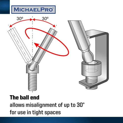 Miniatura 5 de MichaelPro MP001044 - Juego de llaves Allen de extremo de bola con mango en T de 8 piezas, juego de llaves hexagonales métricas