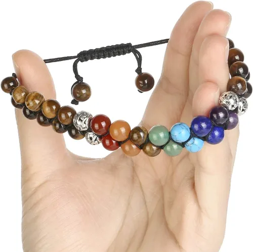 Miniatura 3 de TOP PLAZA - Pulsera de cuentas de chakras con 7 cristales curativos para yoga, meditación, relajación, ansiedad, para hombre y mujer
