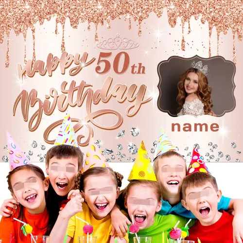 Miniatura 5 de Cartel decorativo personalizable de oro rosa con nombre y foto MGJB-NLK-50