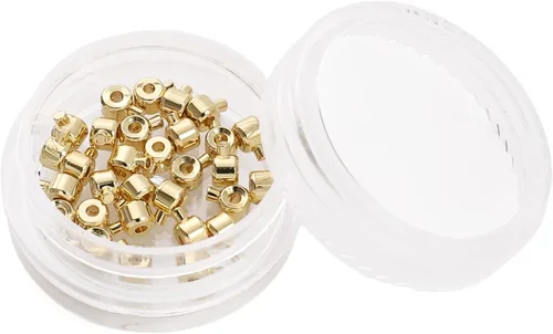 Miniatura 7 de BEADIA - Hebilla de línea de pesca cilíndrica chapada en oro de 14 quilates, tapas de extremo de 3.2 mm, 30 piezas para hacer joyas