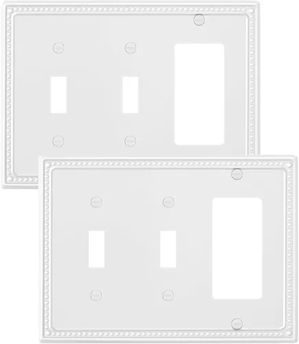 Miniatura 81 de Paquete de 4 placas de cubierta para interruptor de luz de palanca individual, cubiertas decorativas de perlas, placa de pared de metal almendra