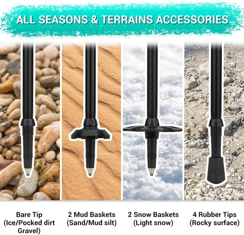 Miniatura 5 de TheFitLife Bastones de senderismo para senderismo y caminar, aluminio ligero 7075 con bloqueo de metal y agarre de corcho natural, bastones