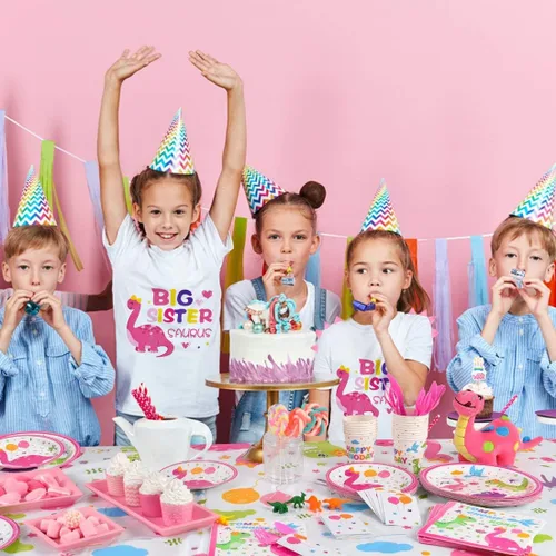 Miniatura 6 de WAWSAM Camiseta promocionada de dinosaurio con anuncio de hermana grande para niñas pequeñas