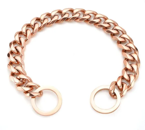 Miniatura 3 de Collares de cadena de oro rosa para perros grandes, medianos y pequeños, ancho de 0.59/0.79/0.79 pulgadas, collares de metal de acero inoxidable, a
